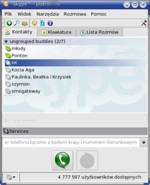 Program Skype Okno programu Skype