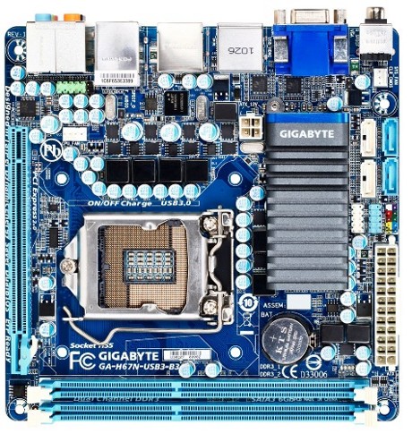 Gigabyte GA-H67N USB3 B3 - widok z góry