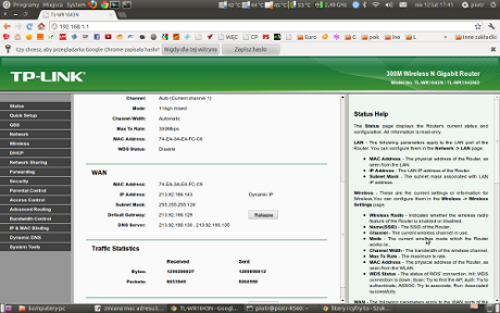 Efekt polecenia ifconfig
